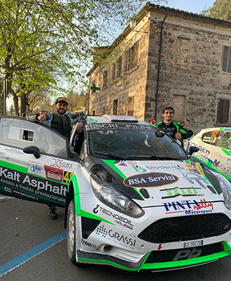 Lorenzo Lamanda alle note di Aronne Travaglia al Rally della Val d'Orcia