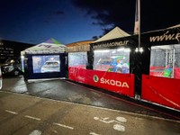 Laurencich e Mlakar, la Skoda Fabia Evo 2 PA Racing, parco assistenza Rallye Monte Carlo 2024